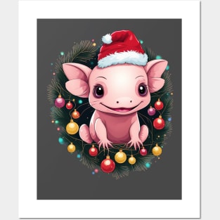 Christmas  axolotl, cute axolotl, funny xmas axolotl design Posters and Art